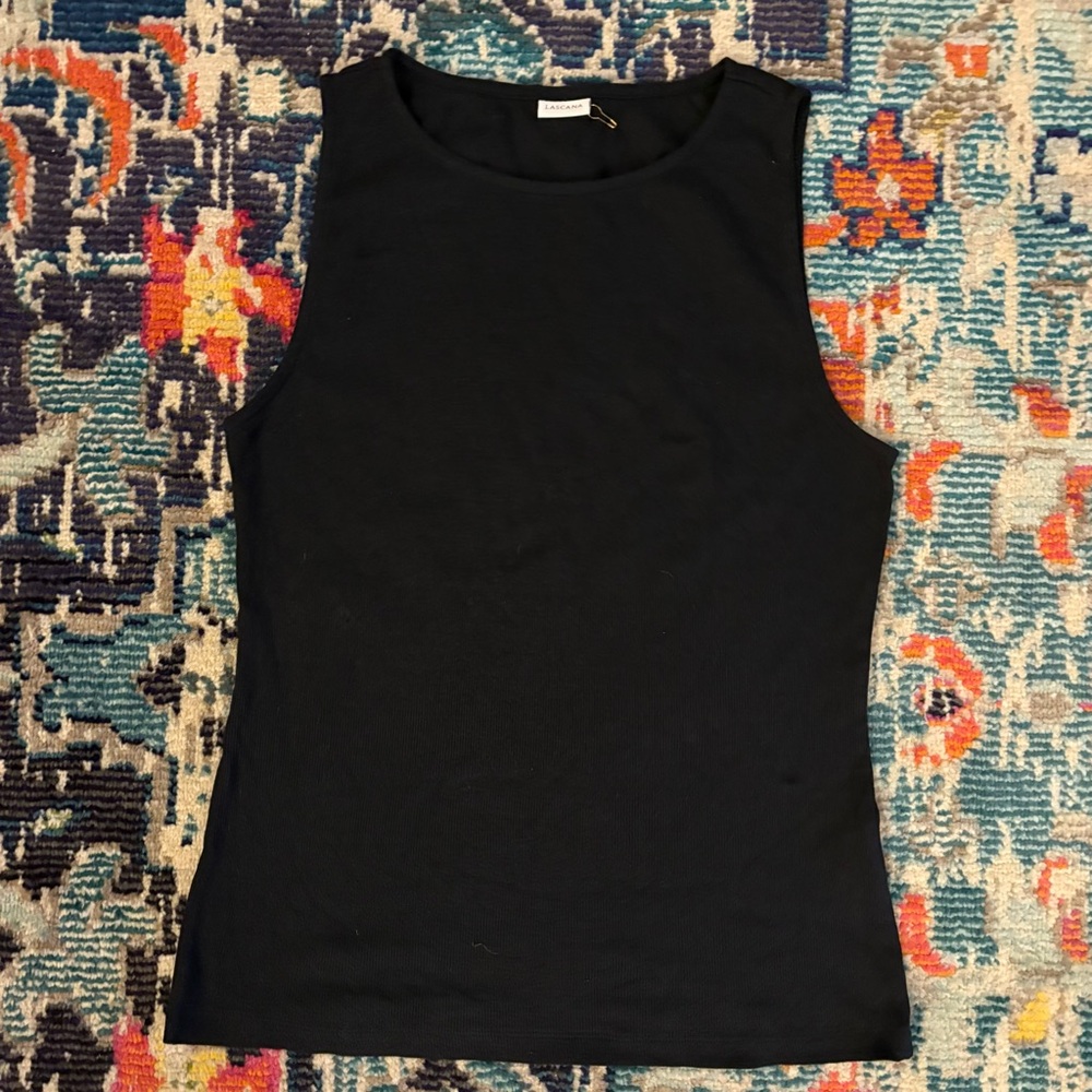 NWOT LASCANA BLACK SLEEVELESS KNIT TOP SIZE LARGE